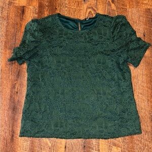 Adrianna Papell Lace Size Large Green Lined Ruffle Sleeves Cottagecore Party